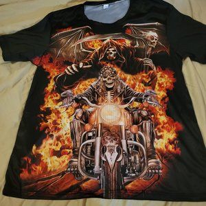 BIKER'S THUNDER SKELTON BIKER RIDER T-SHIRT